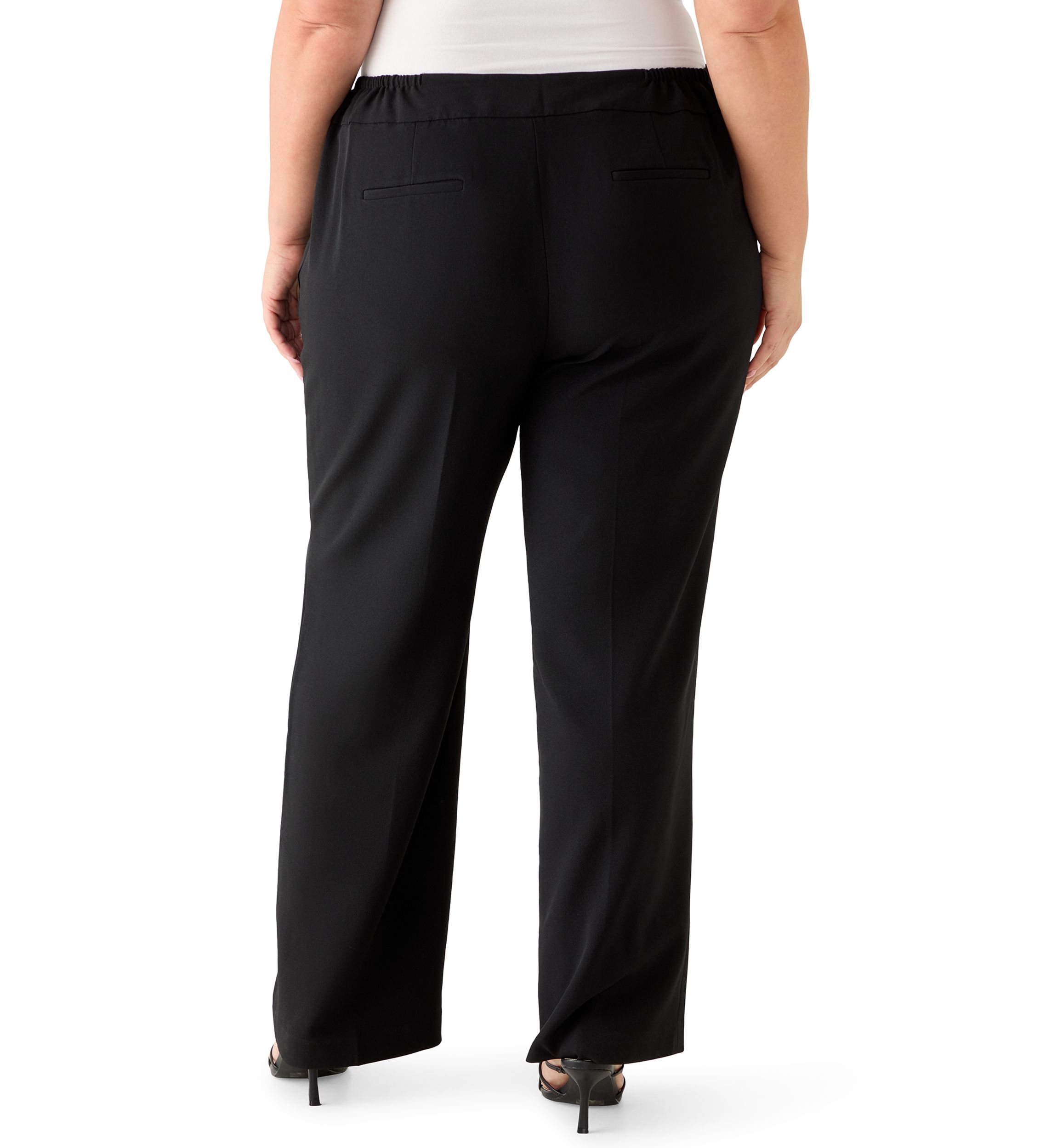 black dress pants plus size women Rafaella Plus Size Stretch Crepe Classic Fit Pants - Black main image 1