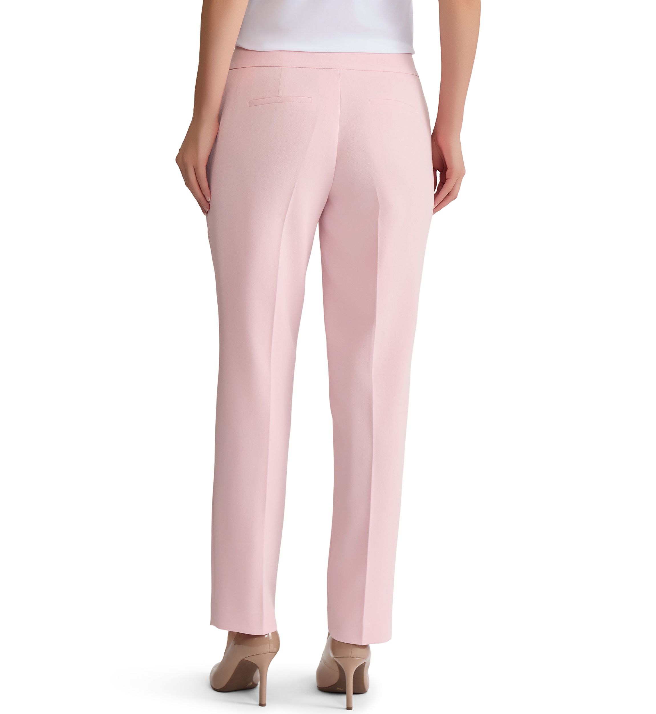petite dress pants for women Petite Stretch Deco Crepe Wide-Leg Pants, Black