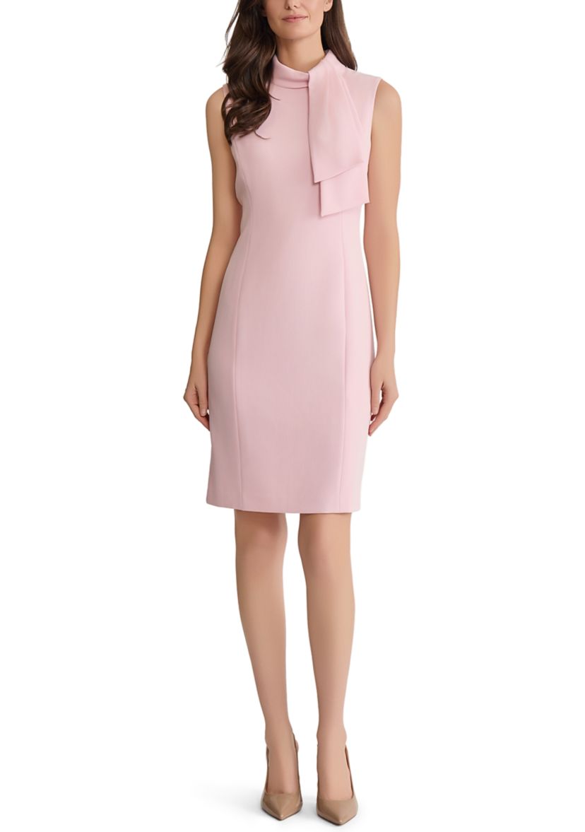 kasper pink sheath dress Kasper Women's Tie-Neck Sleeveless Sheath Dress, Regular & Petite