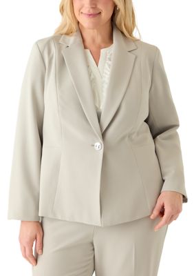 Kasper Women's Plus Size Julia Crepe One Button Jacket with Princess Seam