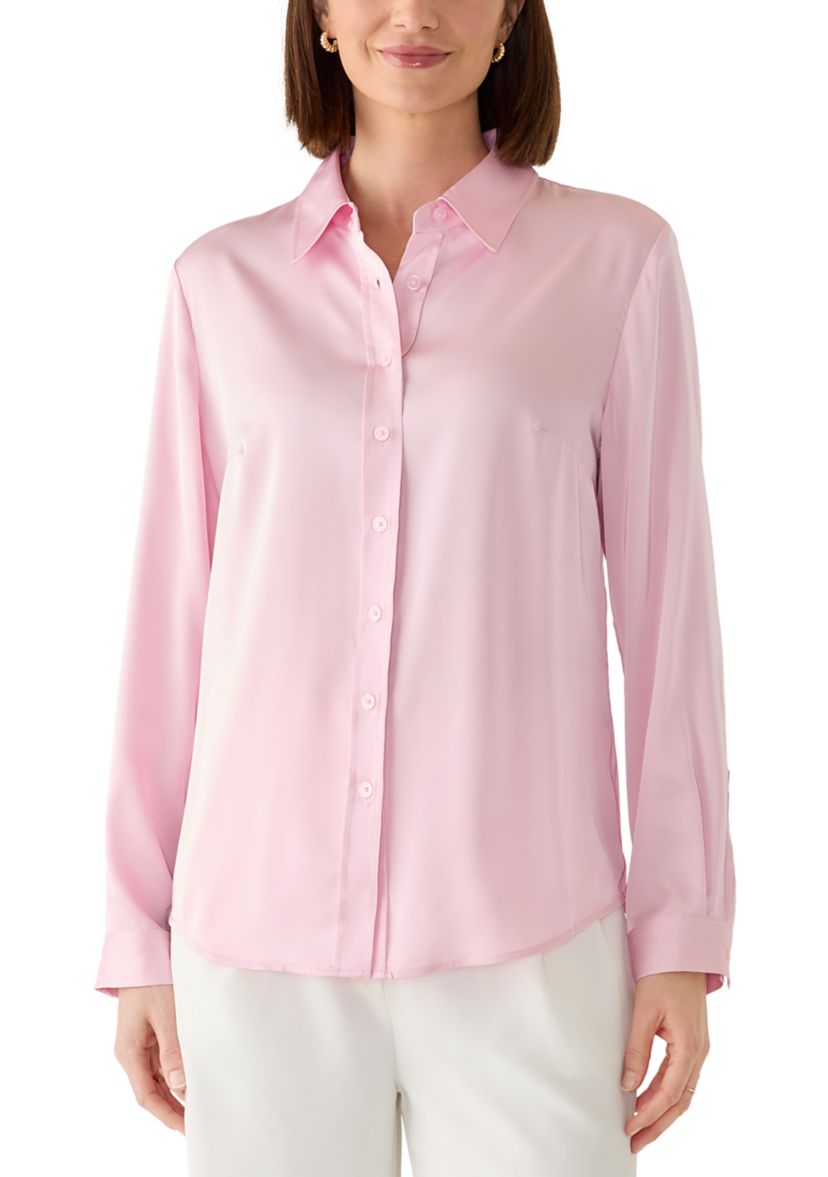 kasper dress shirts Kasper Women's Long Sleeve Poplin Button Down Shirt