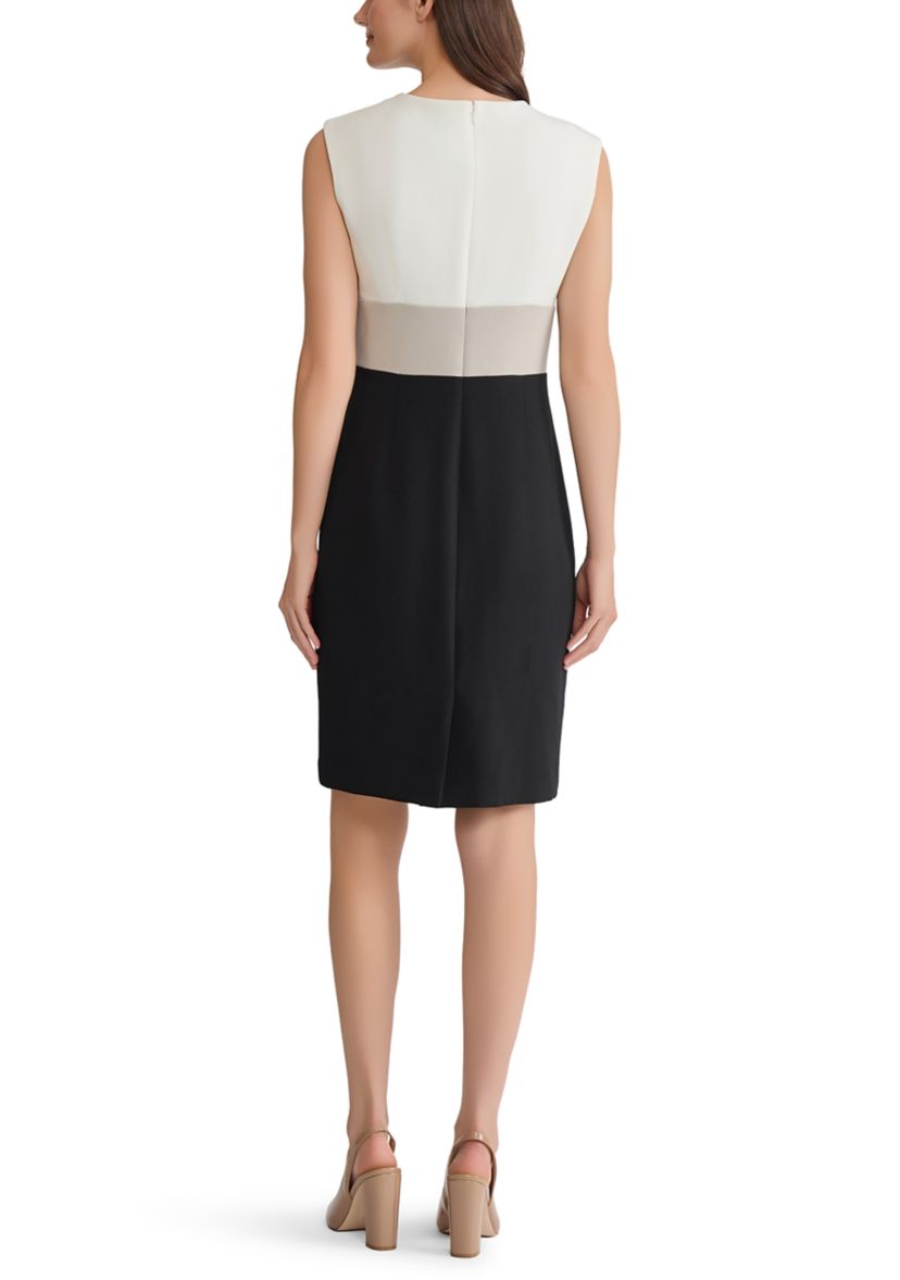 Kasper Women's Stretch Crepe Colorblock Sheath Dress | Belk
