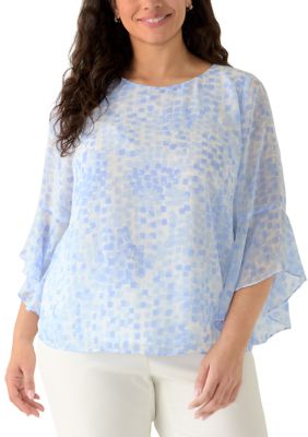 Kasper Women's Plus Size Ruffle Sleeve Blouse
