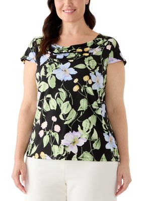 Kasper Women's Plus Size Cowl Neck Knit Blouse