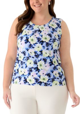 Kasper Women's Plus Sleeve Sleeveless Printed Top
