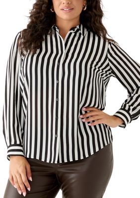 Kasper Women's Plus Size Long Sleeve Button Front Blouse, 1X