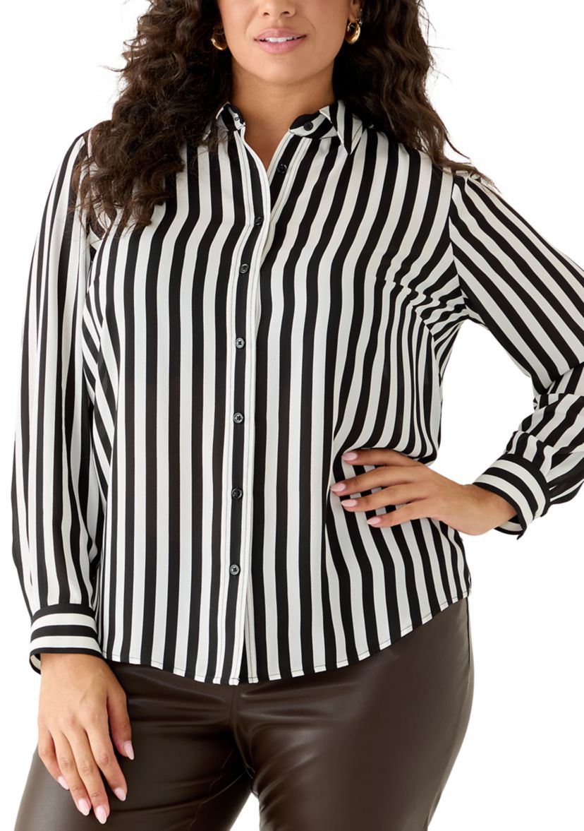 Kasper Plus Size Long Sleeve Button Front Blouse | Belk