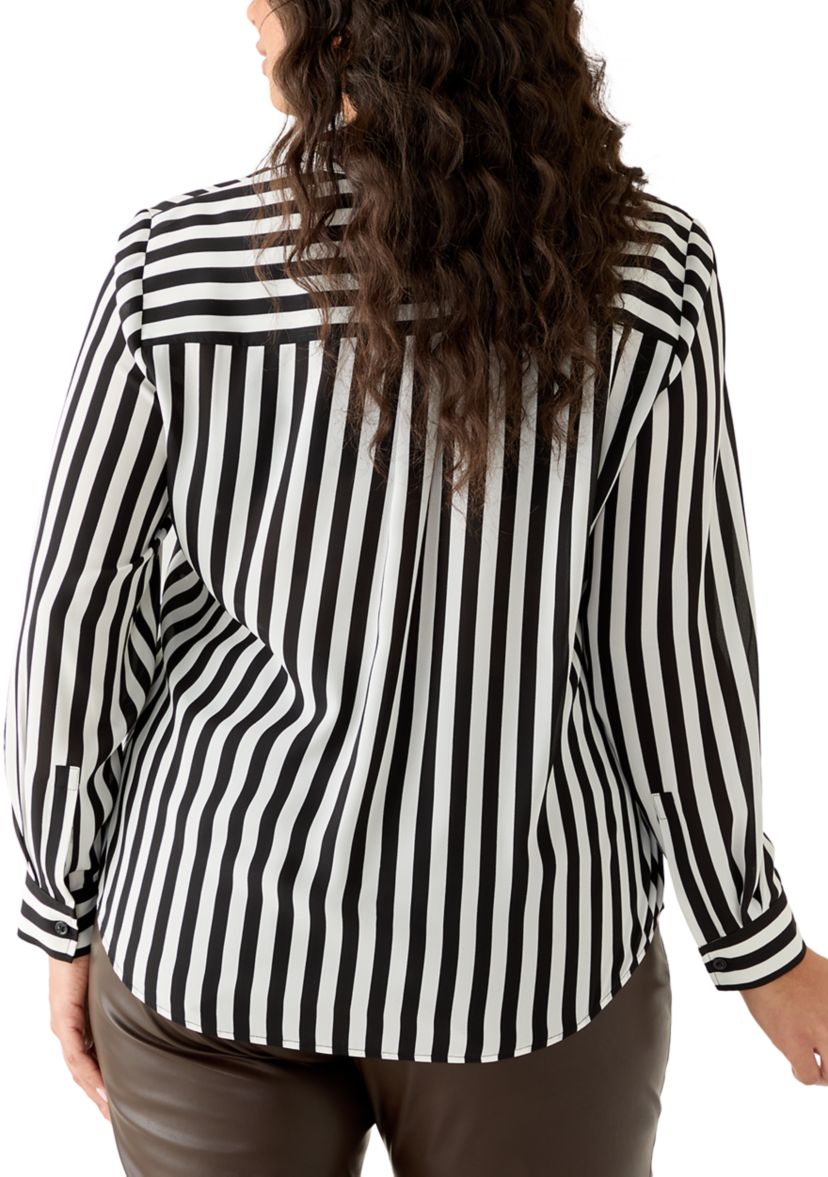 Kasper Plus Size Long Sleeve Button Front Blouse | Belk