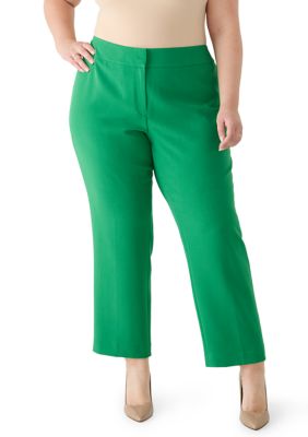 Kasper Women's Plus Size Ava Straight Fly Front Slim Pants