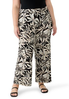 Kasper Women's Plus Size Wide Leg Ankle Pants