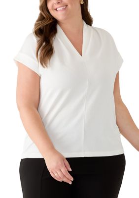 Kasper Women's Plus Size Funnel Neck Top