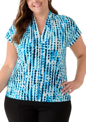 Kasper Women's Plus Size Funnel Neck Top