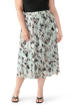 Kasper Women's Plus Size Abstract Print Pleated Skirt