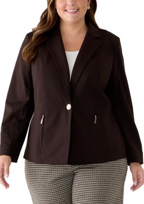 Kasper Women's Plus Size One-Button Notch Collar Jacket