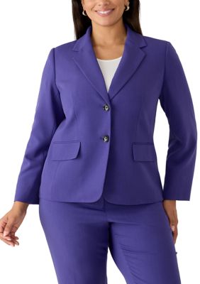 Kasper Women's Plus Size Two Button Notch Collar Jacket