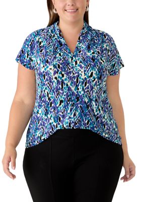 Kasper Women's Plus Size Extended Sleeve Funnel Neck Top, 3XL