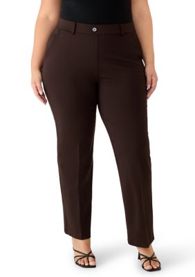 Kasper Women's Plus Size Faux Fly Trousers