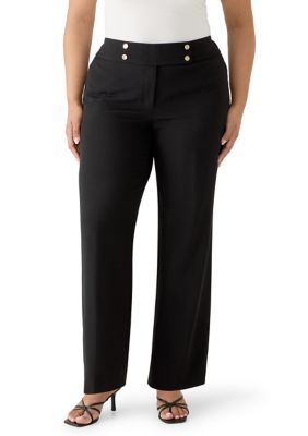 Kasper Women's Plus Size Ava Wide Leg Crepe Pants