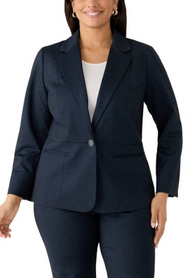 Kasper Women's Plus Size One Button Notch Collar Jacket