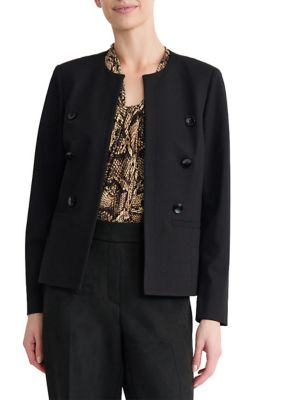 Kasper Women's Faux Double Breasted Boxy Cardigan, Black, 6