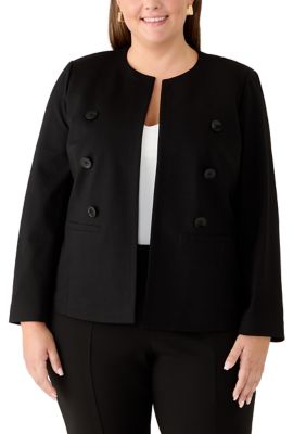 Kasper Women's Faux Double Breasted Boxy Jacket, Black, 20 W