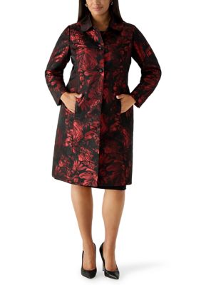 Kasper Women's Plus Size Three Button Peter Pan Collar Jacquard Topper, 24 W
