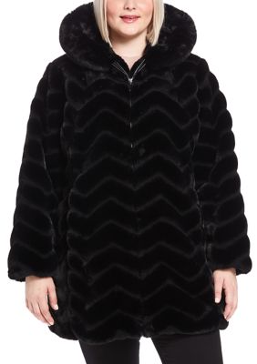 Gallery Plus Size Hooded Faux Fur Jacket | belk
