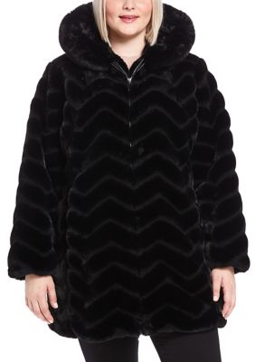 oversized hooded faux fur coat