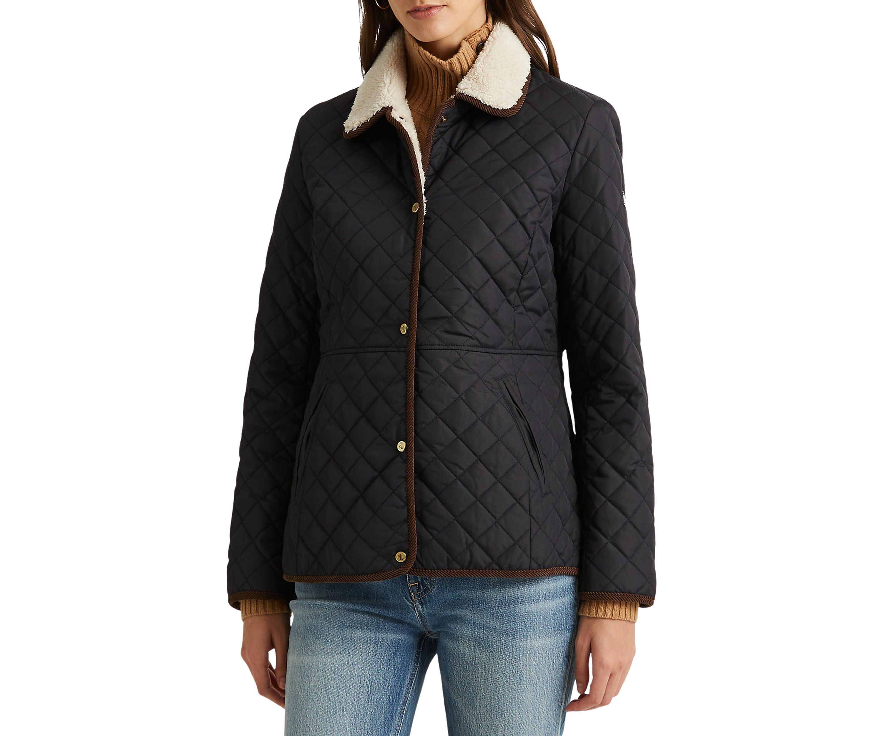 Womens Sherpa Collar Quilted Jacket