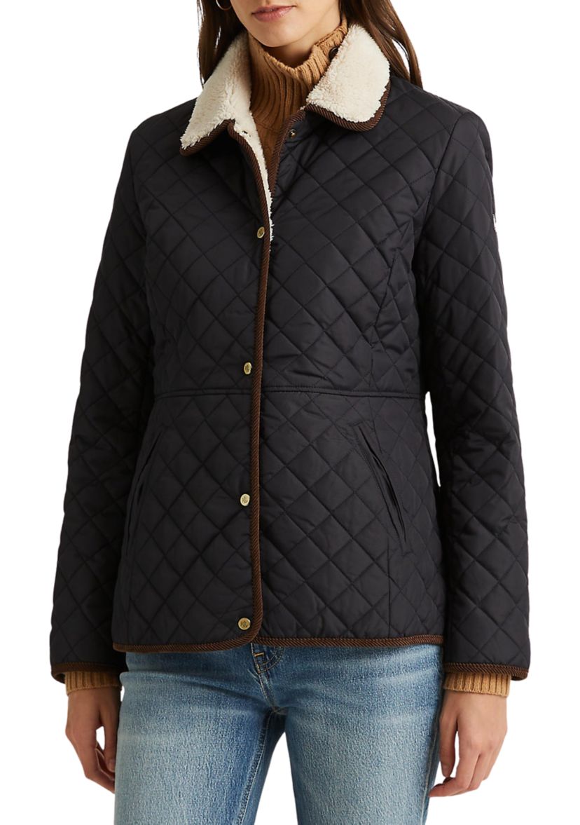 Womens Sherpa Collar Quilted Jacket