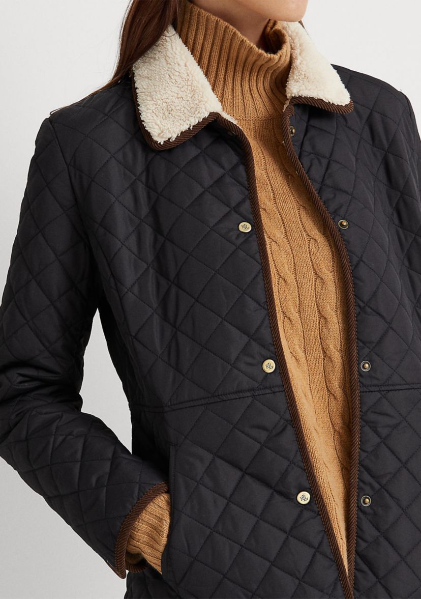 Womens Sherpa Collar Quilted Jacket