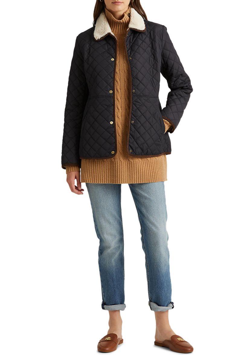 Womens Sherpa Collar Quilted Jacket