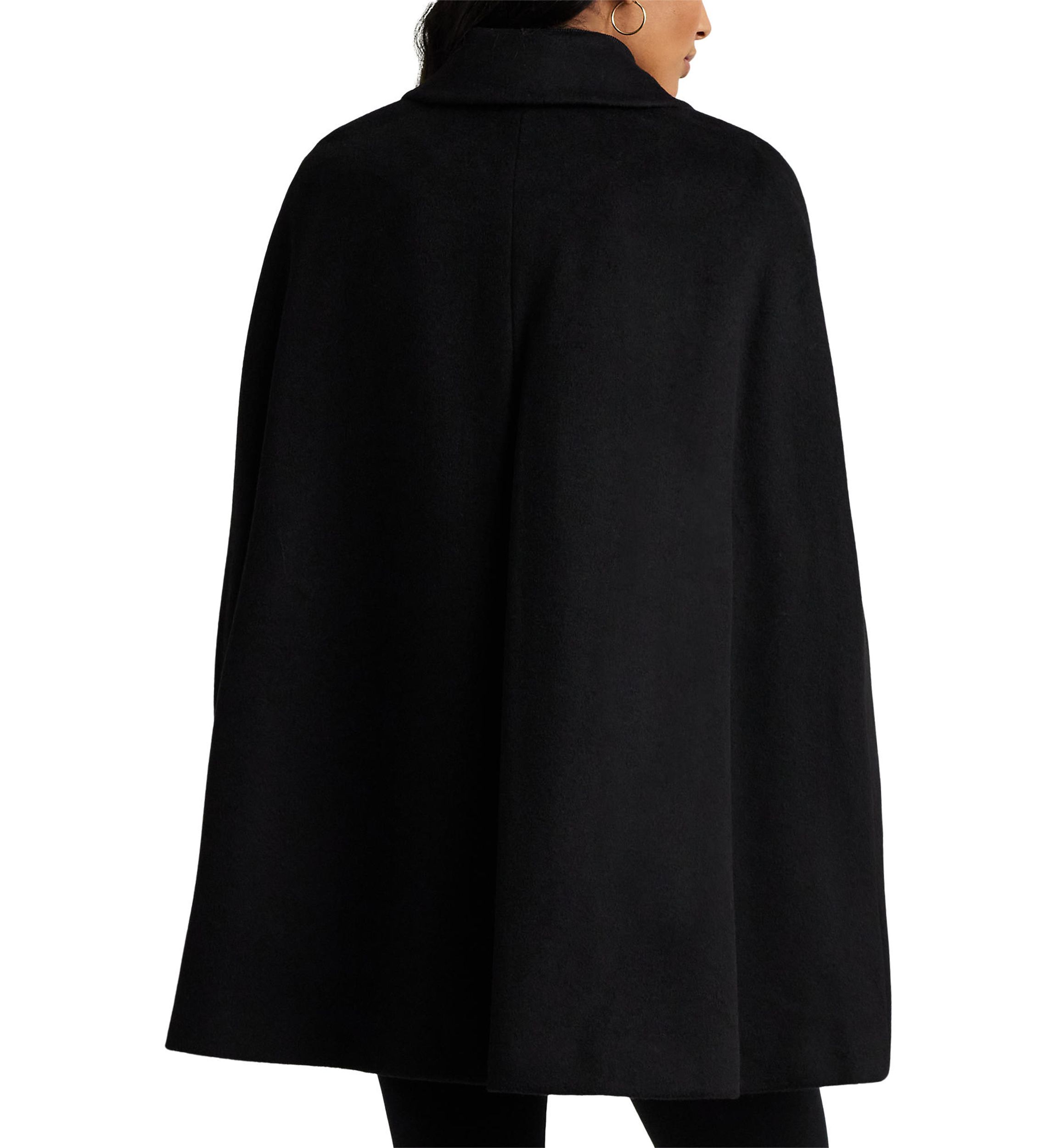 Wool Cape with Faux Leather Buckle Closure