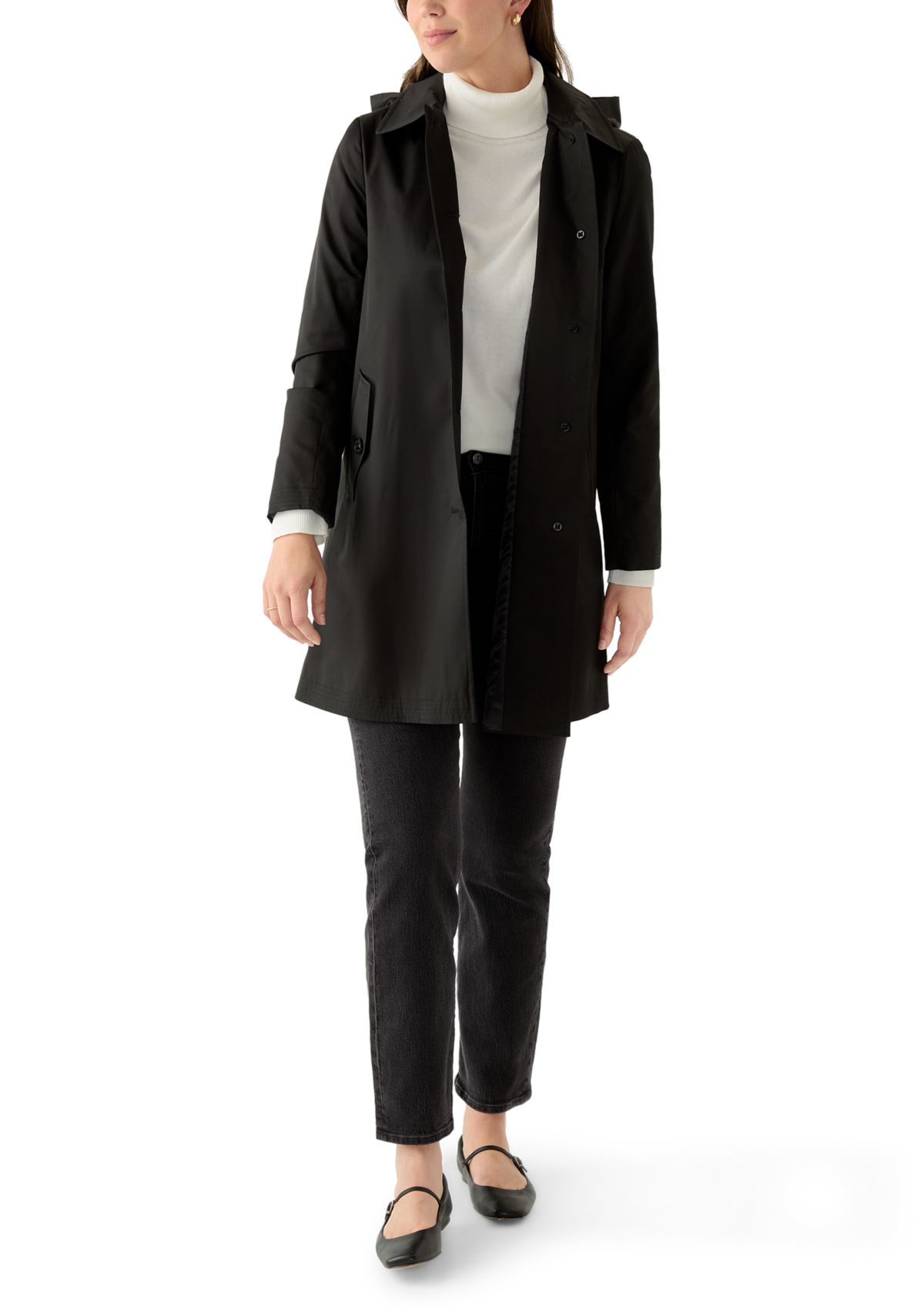 Womens Cotton Blend Icon Style A-Line Coat