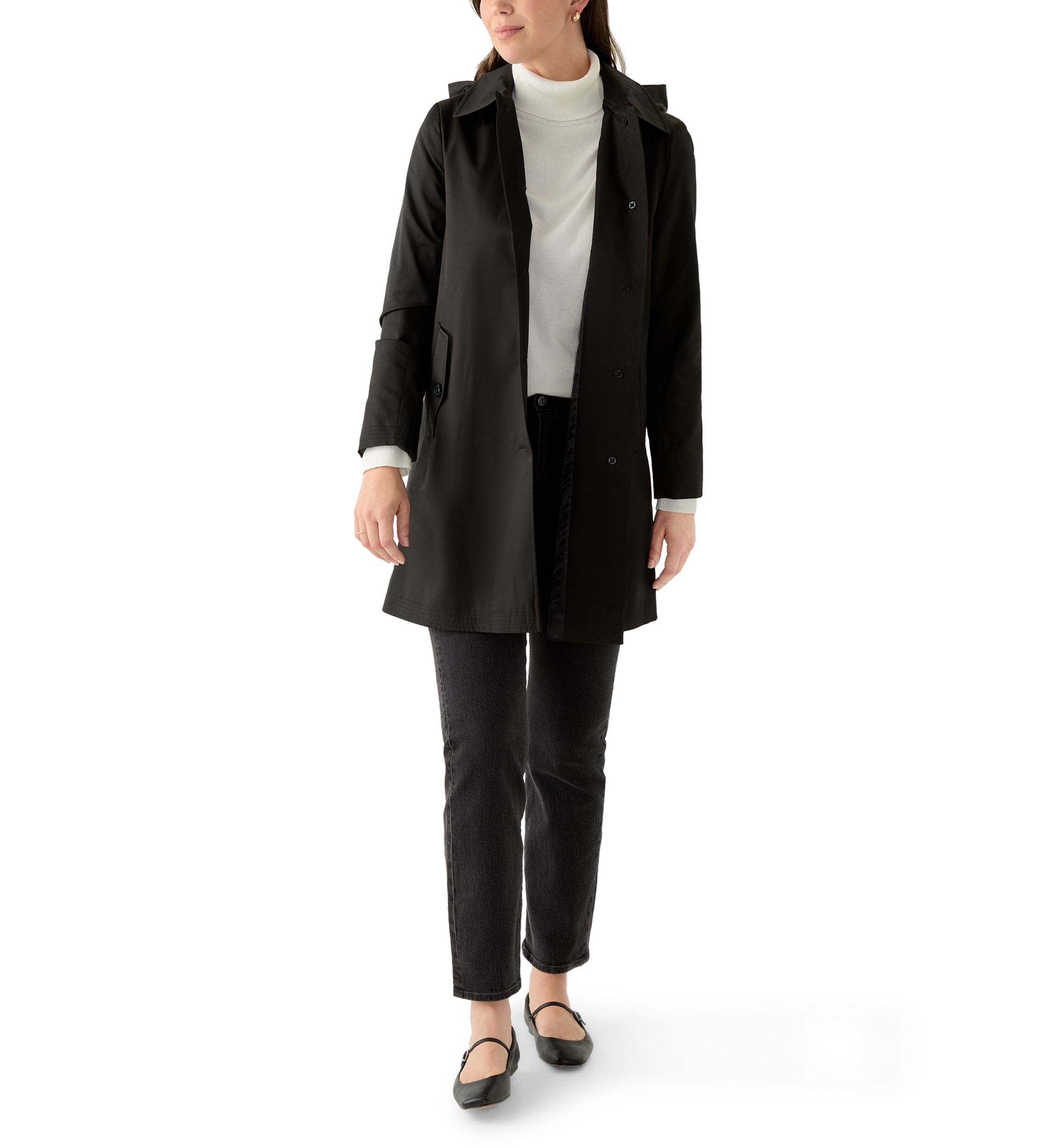 Womens Cotton Blend Icon Style A-Line Coat