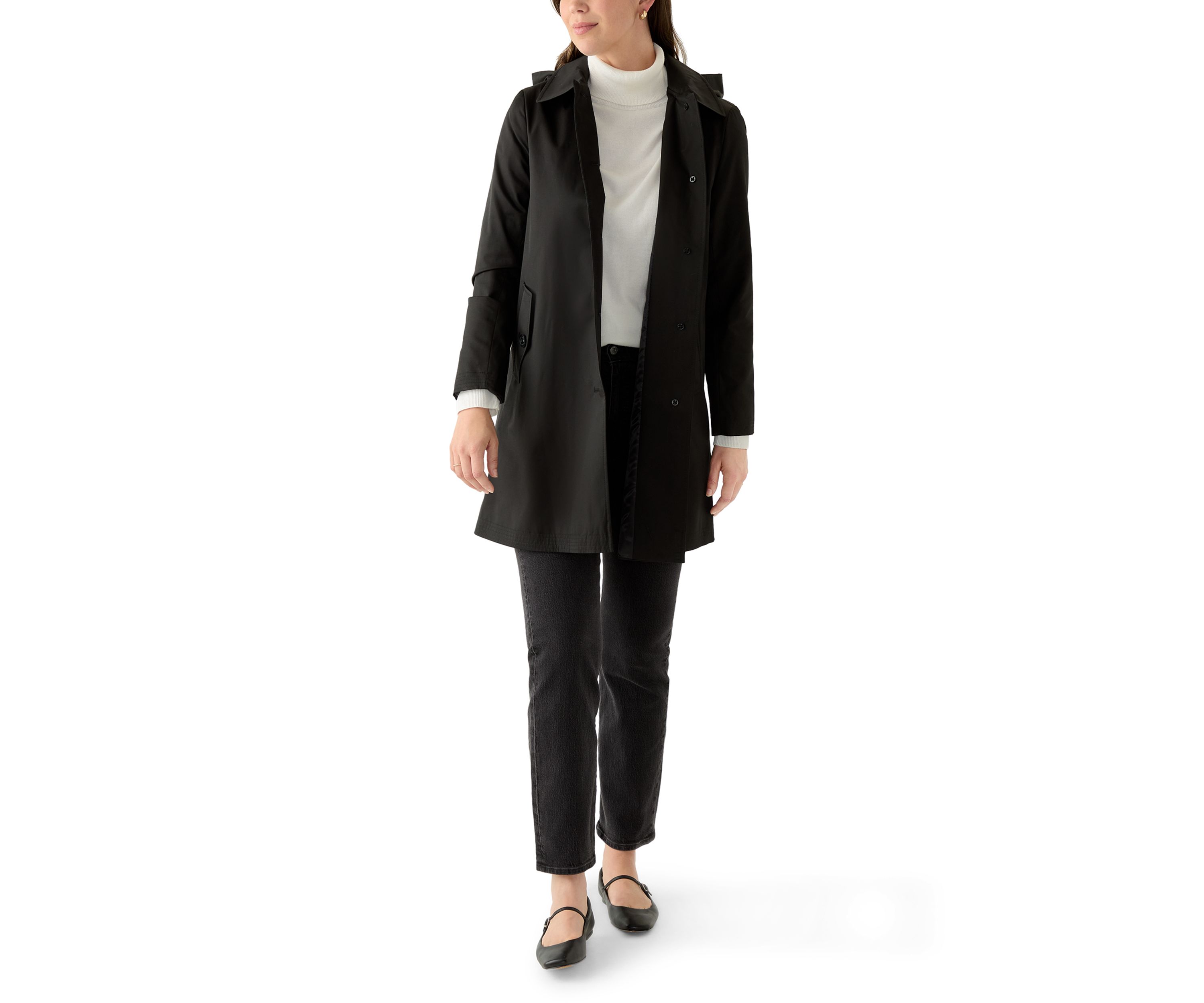 Womens Cotton Blend Icon Style A-Line Coat