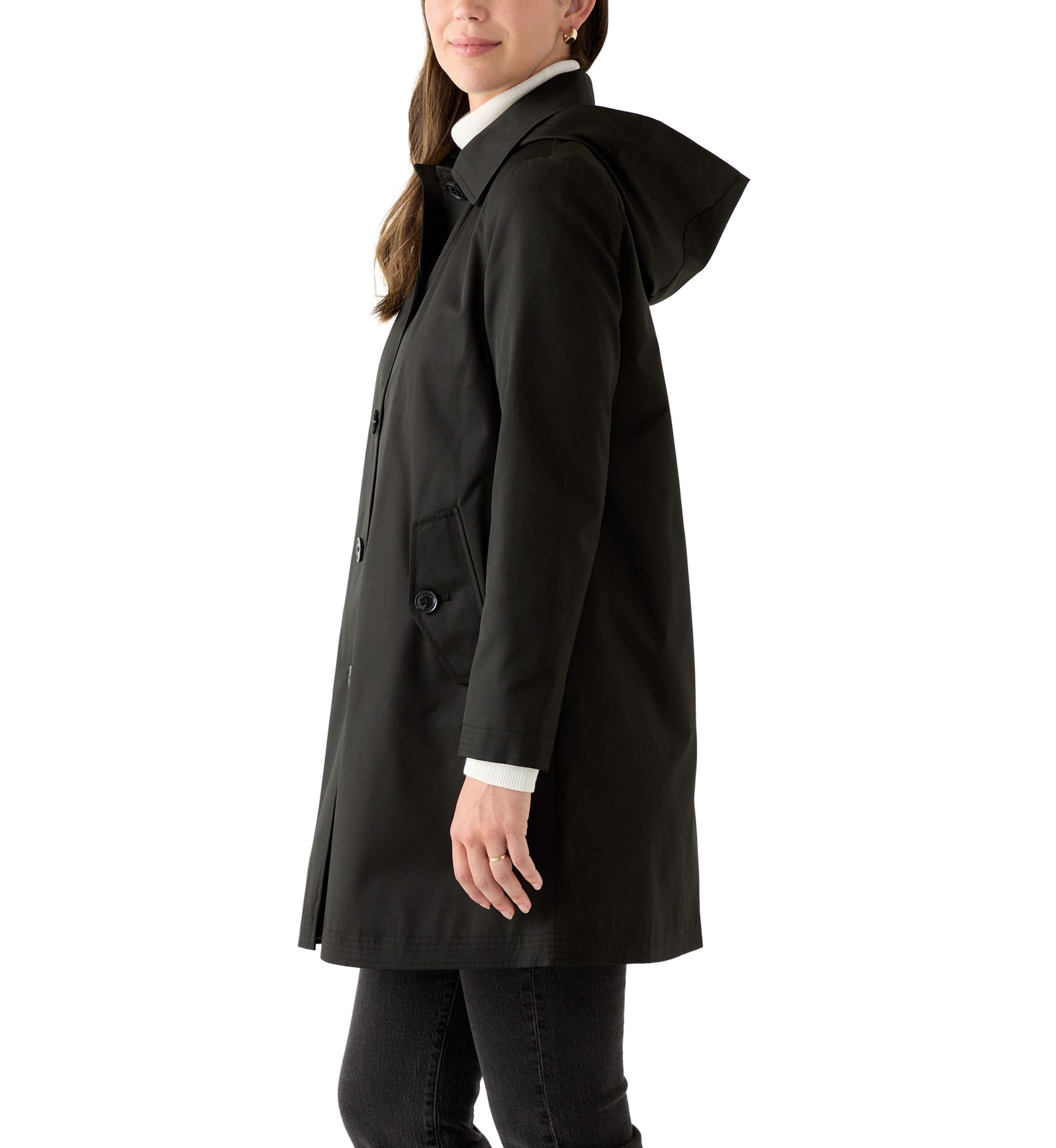 Womens Cotton Blend Icon Style A-Line Coat
