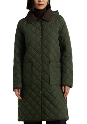 Lauren Ralph Lauren Women's snap front diamond quilted hooded coat, Large