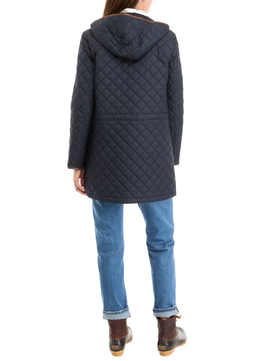 Womens Quilted Coat with Crest 