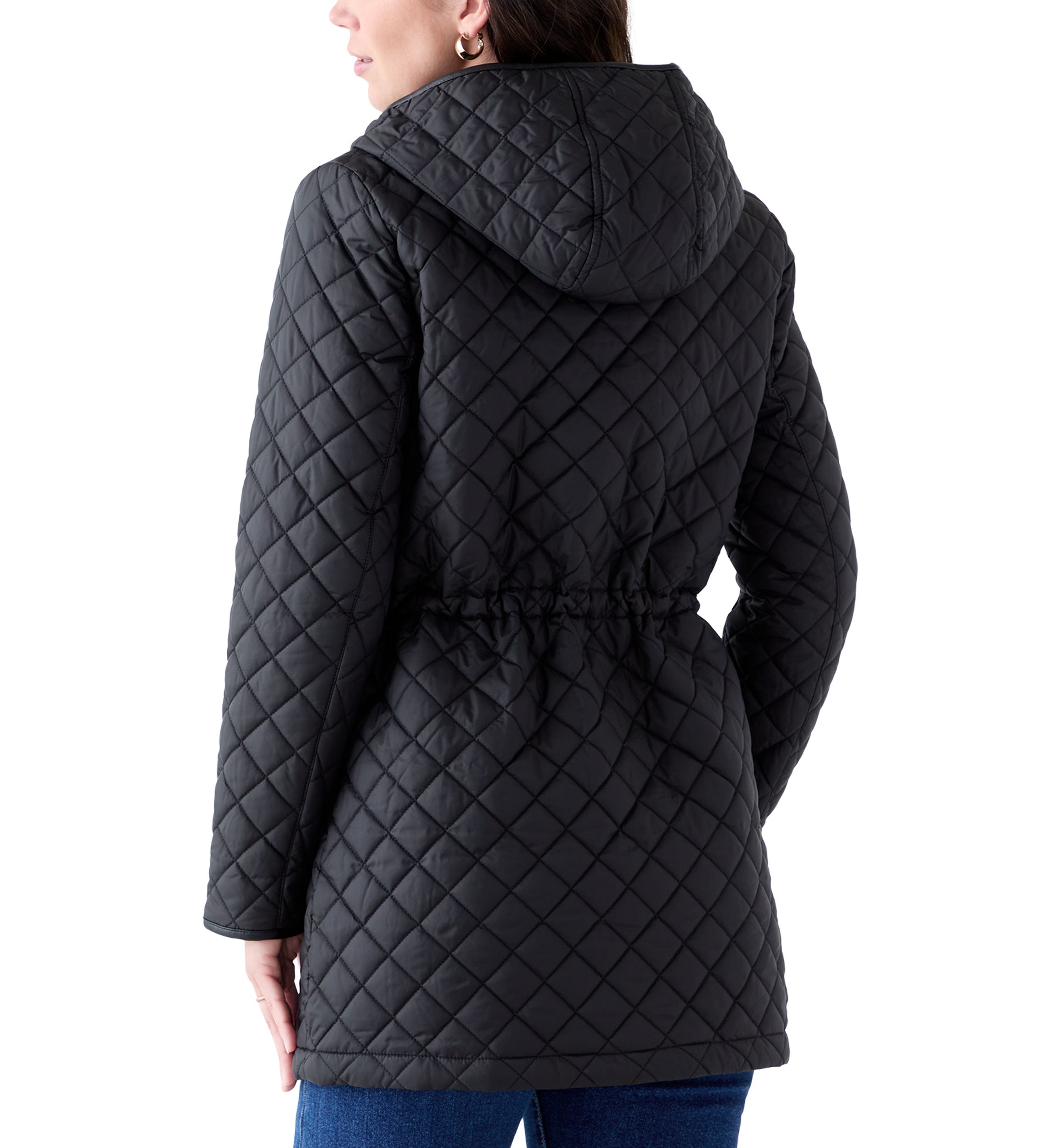 Womens Quilted Cinched Coat