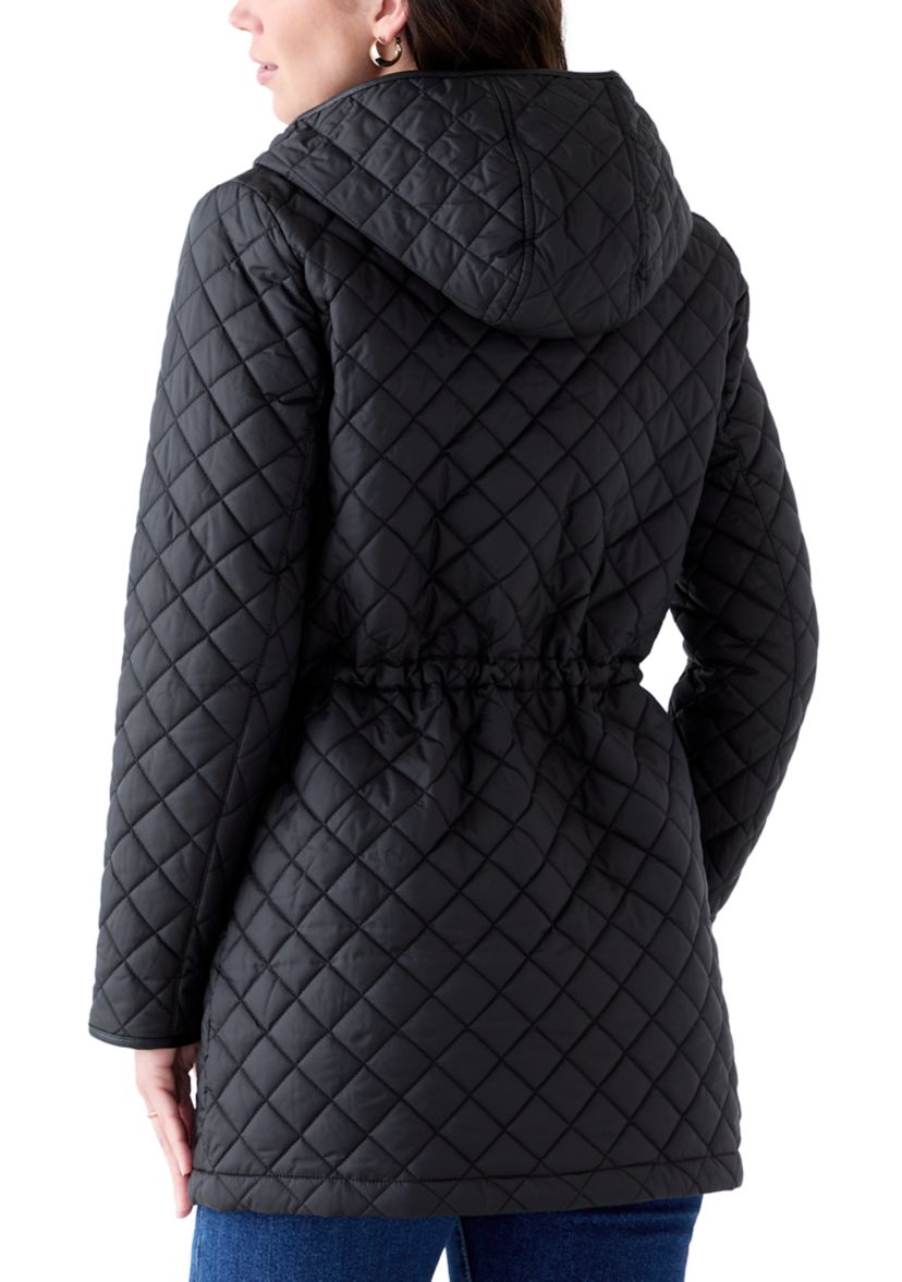 Womens Quilted Cinched Coat