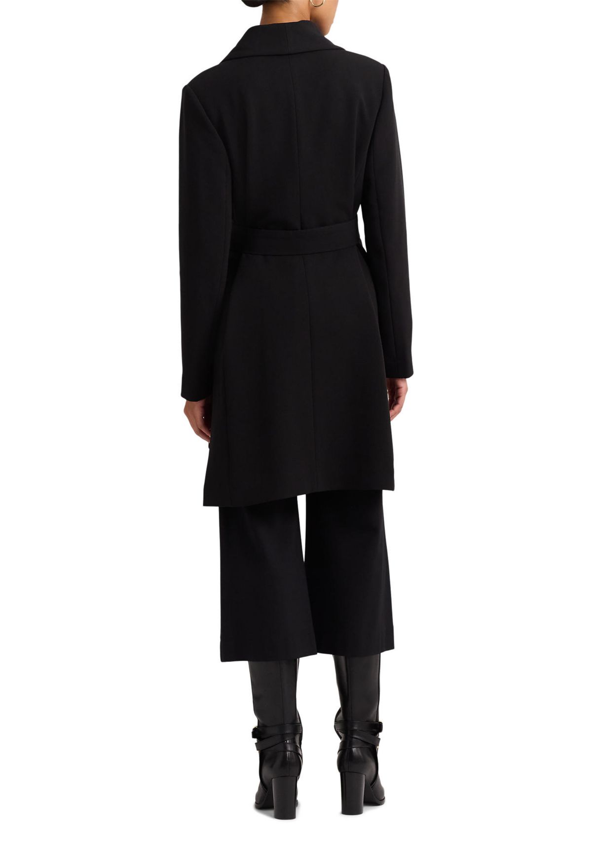 Womens Drape Front Crepe Wrap Coat 