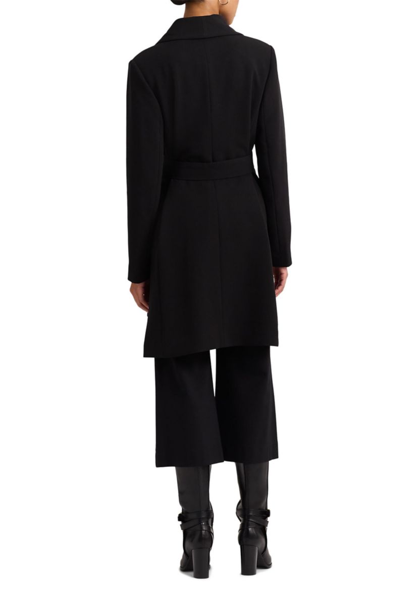 Womens Drape Front Crepe Wrap Coat 