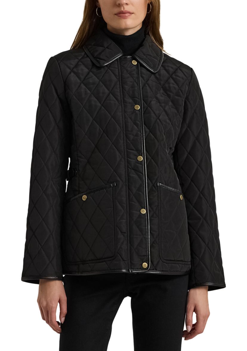 Womens Quilted Velboa Lined Coat