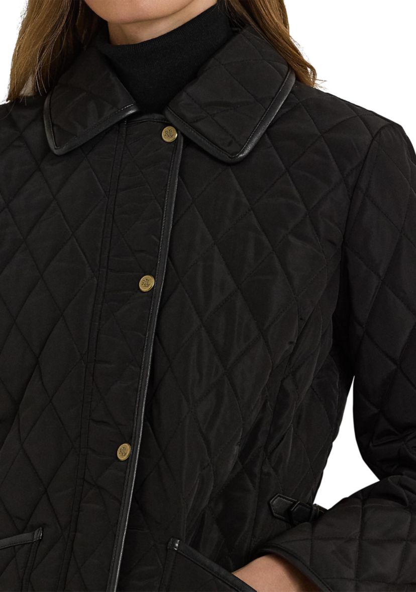 Womens Quilted Velboa Lined Coat