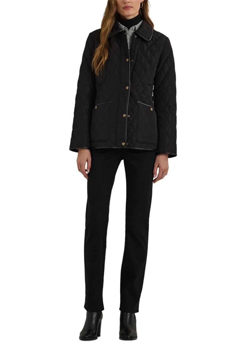 Womens Quilted Velboa Lined Coat