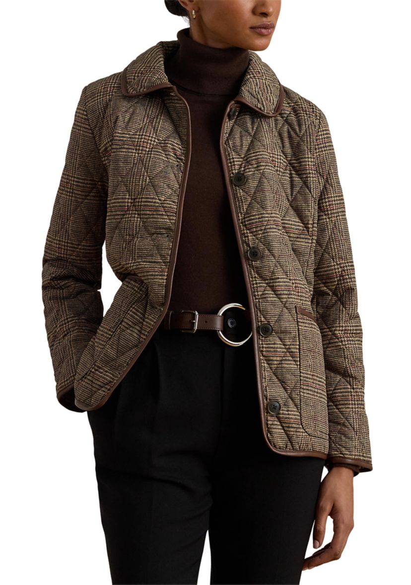 Womens Button Front Quilted Coat