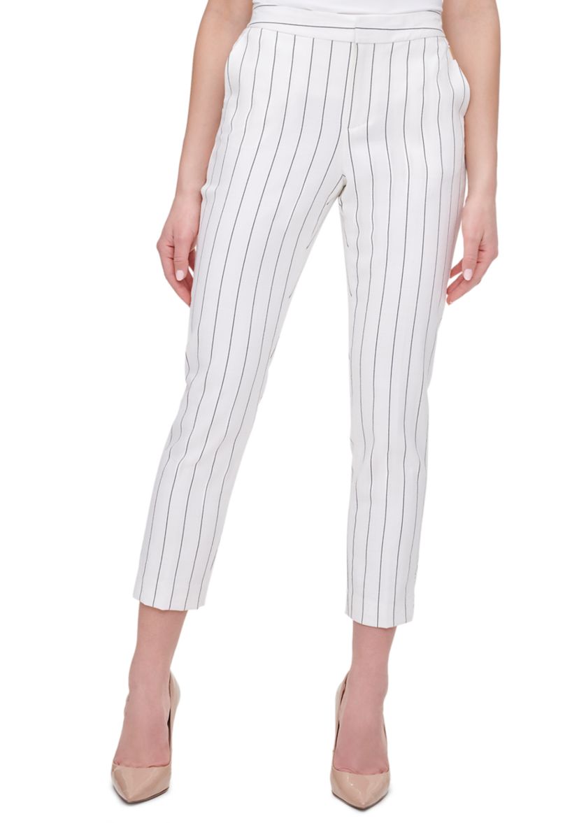 Womens Pinstripe Linen Trousers