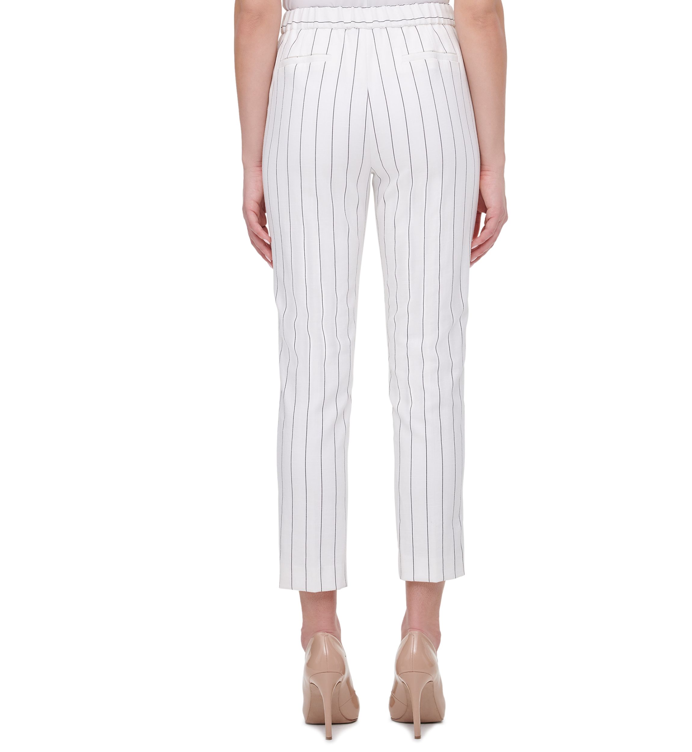Womens Pinstripe Linen Trousers