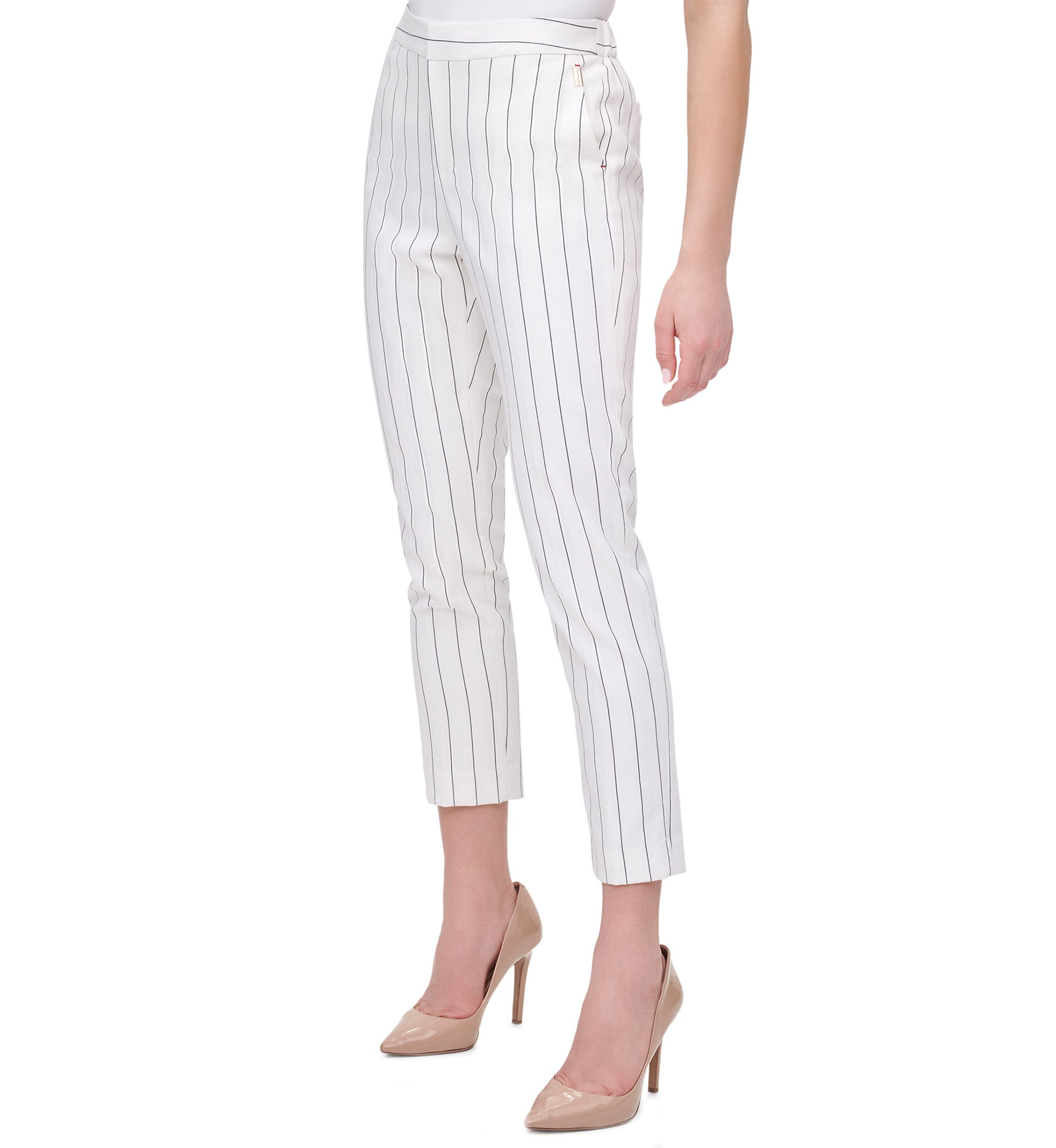 Womens Pinstripe Linen Trousers